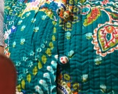 Cotton Jacket quilted Cotton Jacket Reversible Print double sided Travel Jacket paisley Blockprint Indian Cotton Jacket Bright Floral Jacket