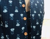 Cotton Jacket quilted Cotton Jacket Reversible Print double sided Travel Jacket paisley Blockprint Indian Cotton Jacket Blue Spring Jacket