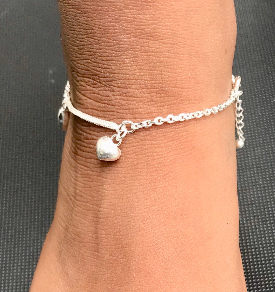 Sterling Silver Anklet 925 Charms Anklet Crystal Anklet Etsy
