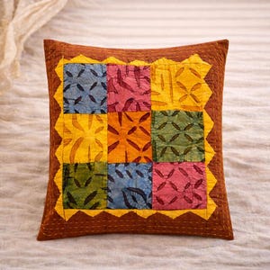 Cushion cover set decorative pillow patchwork orange rust pink blue multi color holiday handmade gifts bohemian home decor Halloween theme