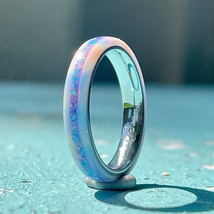 Unicorn Poop Ring with Opal inlay - Diamond dust ring - DiamondCast  - 4mm - unique rings - vibrant ring - resin ring - dainty