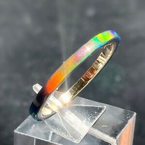Black Opal II Opal rings 2mm width, 14K Gold filled, or Silver Band, Kyocera Opal