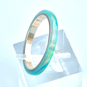 Moon Yellow Opal rings 2mm width, 14K Gold filled, or Silver Band, Kyocera Opal