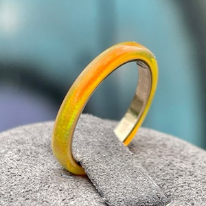 Citrine Opal rings 2mm width, 14K Gold filled, or Silver Band, Kyocera Opal