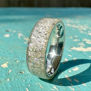DiamondCast Ring with Genuine Diamond and Holographic Flakes wrapped around a Sterling Silver Band