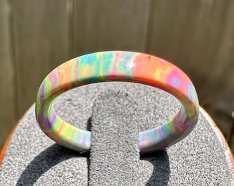 80s Throwback Ring - Neon Fluorescent Rainbow Swirl Resin Ring