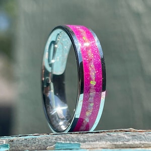 Valley Girl DiamondCast Ring with Opal inlay on channel ring, 4mm 6mm and 8mm widths available