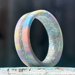 Prismatic Unicorn Ring Handmade with Unicorn Poop and Moissanite colors, Genuine Diamonds and Silver embedded into ring