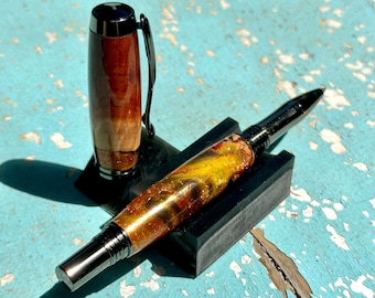 Jr George Rollerball Pen with Copper Glint and Australian Mallee Burl with Gunmetal Accent