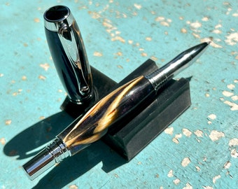 Jr George Rollerball Pen with Stabilized Alligator Jaw and Deep Violet Resin with Chrome Accents