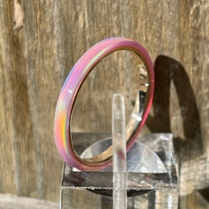 Rose Pink Opal rings 2mm width, 14K Gold filled, or Silver Band, Kyocera Opal