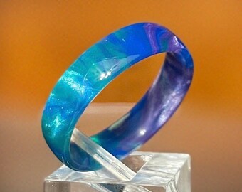 LIMITED EDITION - Peacock ring - Blue Green Purple Ring- Resin Ring - colorful jewelry - unique rings - multicolored ring - OOAK