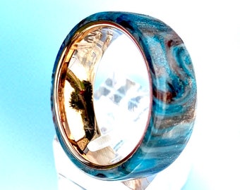 Diamond dust ring - DiamondCast - Copper Blue White - colorful jewelry - unique rings - multicolored ring - Elemental Designs
