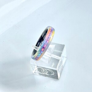 Champagne Rainbow Diamondcast Ring With Opal Inlay 4mm Width - Etsy