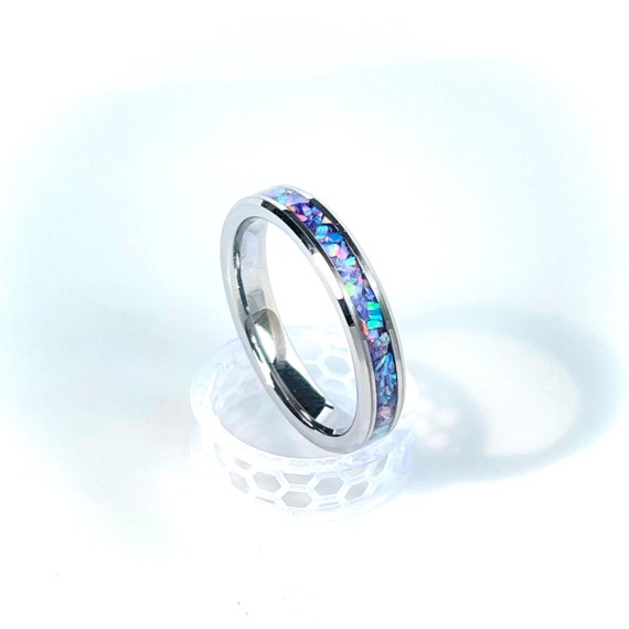 Unicorn Kisses Ring, 4mm band with shimmering opals, Birthstone ring, Unicorn Poop Ring, Lavender Ring, Dainty Ring, Womens Ring, Girls Ring