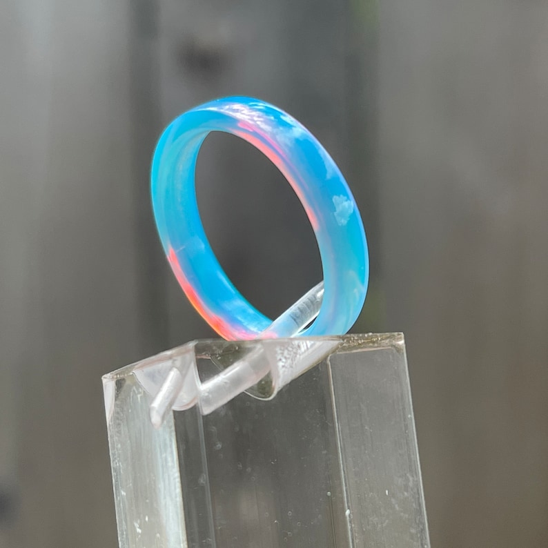 Solid Rings Blue Solid Opal Rings, 4mm Width, Colorshifting Qualities, Custom Handmade ...