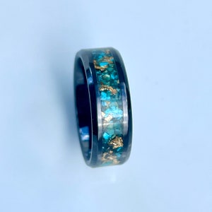 Glowing Turquoise and Gold Flakes on a 8mm Band Your Choice - Etsy