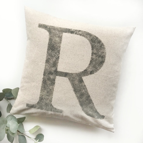 grain sack pillows monogram