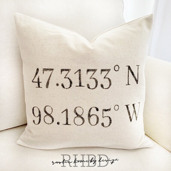 Personalized Latitude Longitude Pillow Cover Customized Etsy