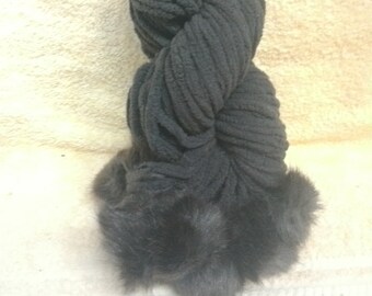 Yarn, Brown with Large Pom Poms for scarfs or trim.