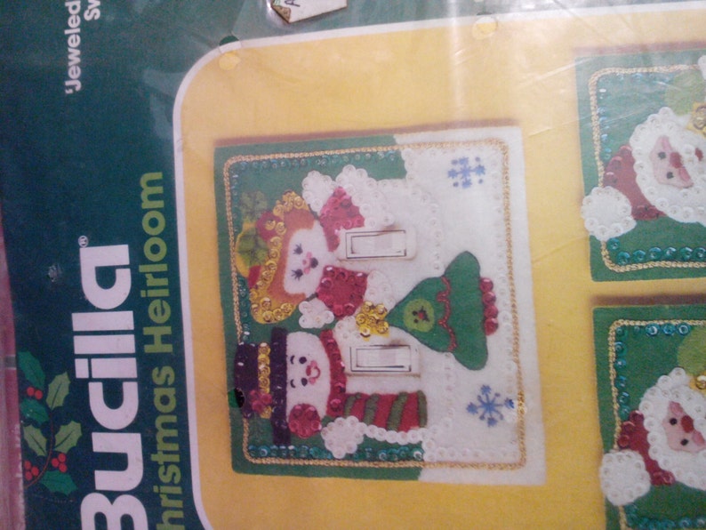 Switch Plate Covers Kit-Christmas Heirloom -Jeweled Felt Stitchery Vintage, by Bucilla Set of 3