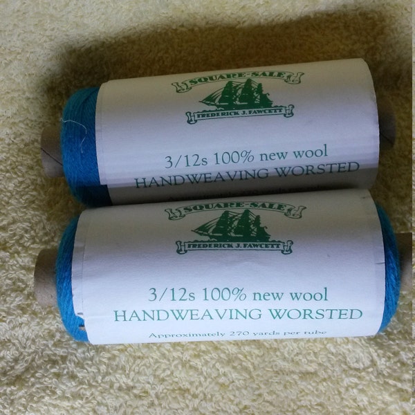 Thread, 2 Tubes,  Cartographer Blue, 100% New Wool, Handweaving Worsted, 3/12s, 270 yards,Vintage