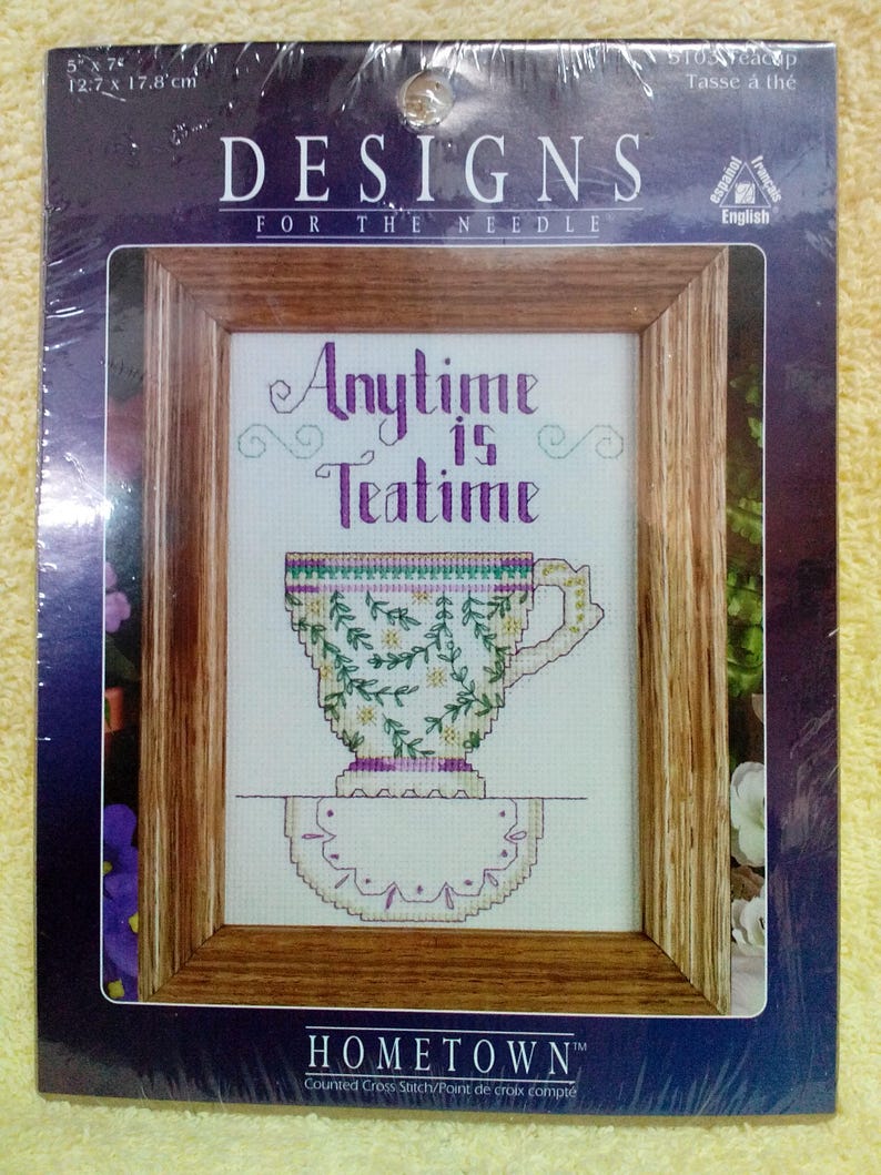 Vintage Choice -Counted Cross Stitch 5 x7 iches Kit-Tea Cup -5103 or Memories-5106 By Designs for the Needle