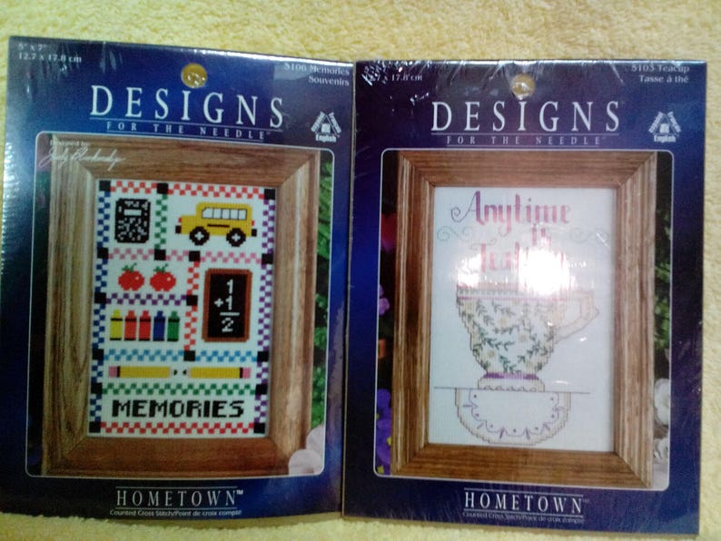 Vintage Choice -Counted Cross Stitch 5 x7 iches Kit-Tea Cup -5103 or Memories-5106 By Designs for the Needle