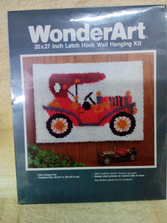 Kit Latch Hook Rug Wall Hanging Antique Car Latch Hook Not Etsy