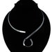 Hammered Silver S Loop Swirl Design Choker Collar Necklace Wire (CS7)