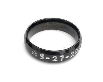 Custom Made Black Personalized Sobriety Ring - Custom Ring - Personalized Ring - Clean and Sober Dates - Stainless Steel Comfort Ring