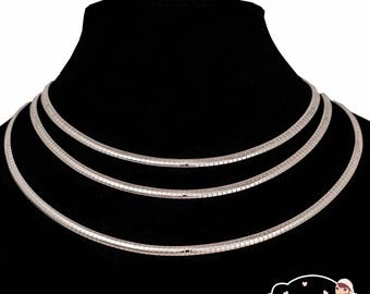 Classic & Elegant 4mm Silver Gold Reversible Omega Choker Collar Necklace Wire 16" 18" 20"(CO135)