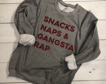Snacks, siestas y rap gangsta / Camiseta para mamá / Camiseta para mamá / Regalo para mamá primeriza