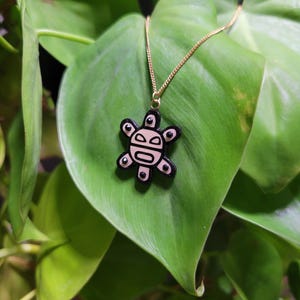 Collier taino, collier en bois, collier fait main, collier en plaqué or
