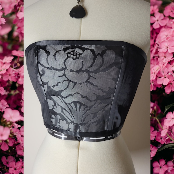 Silver Corset, Floral Corset,Handmade Corset, Sleeveless Top,Elegant Top