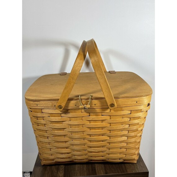 Longaberger Large Picnic Basket With Table and Liner 1996 Etsy