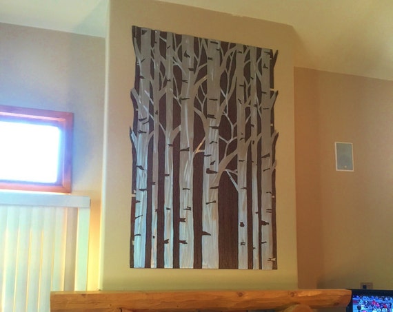 Extra Large wall art, aspen trees, metal wall art, above fireplace artwork, living room decor, nature lover gift, ski cabin mountain resort