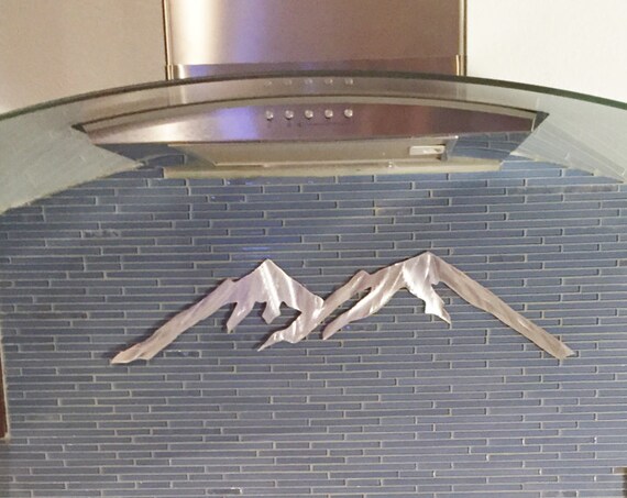Backsplash Artwork. Metal mountain decoration. Bathroom Wall Art