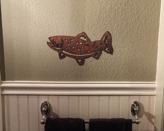 Brown Trout Metal wall art. Rustic metal fish. Fly Fishing decor. Gift for fisherman