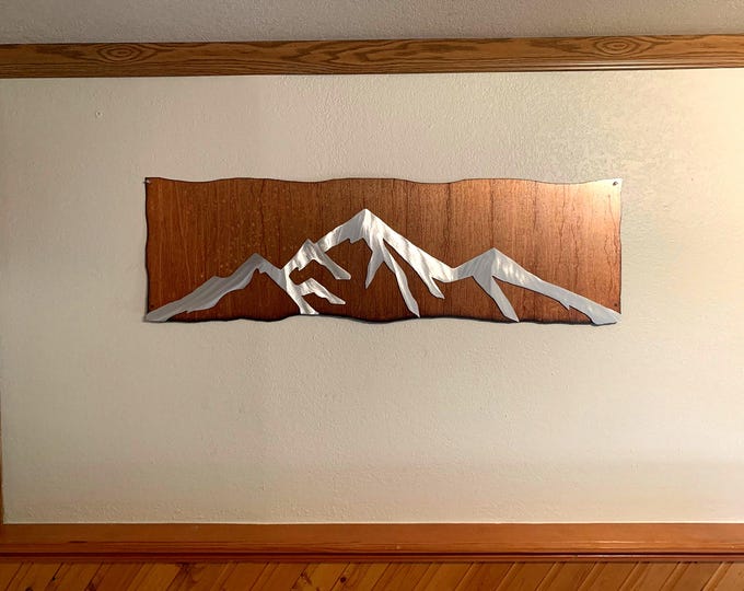 Pikes Peak Mountain Wall Art – Colorado Springs Hiking and Cabin Decor – Double Layer Rustic Steel and Aluminum 14er Cut Out