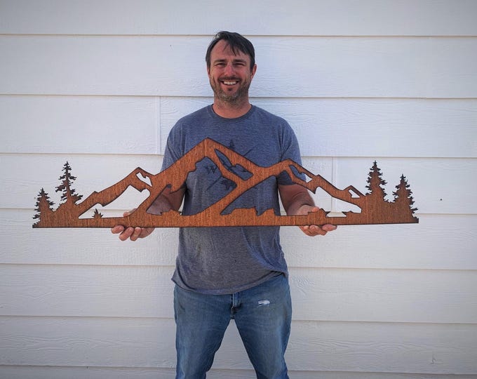 Beaver Creek Ski Resort Mountain Wall Art – Rustic Colorado Ski and Snowboard Cabin Decor – 4 Foot Patina Steel Artwork