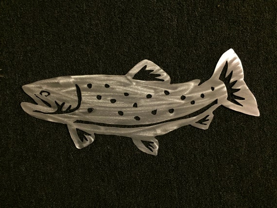 Trout Metal Wall Artwork Hunting Fishing Art Fly Camping Hiking Colorado Brown Brook Rainbow Fish Fisherman Nature Lover Outdoors Home Decor