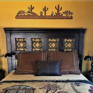 Rustic Steel Desert Cactus Wall Art – Western Landscape Silhouette | Metal Artwork for Boho, Cabin, or Southwestern Decor