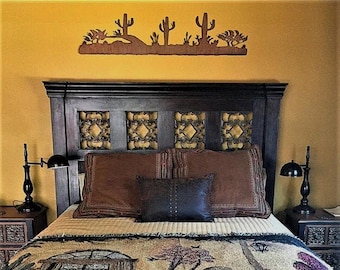 Rustic Steel Desert Cactus Wall Art – Western Landscape Silhouette | Metal Artwork for Boho, Cabin, or Southwestern Decor