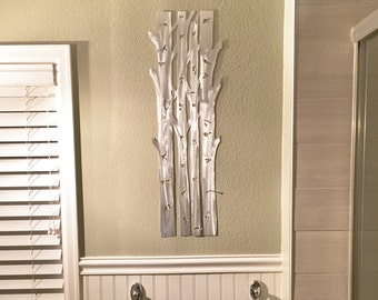 Aspen Tree Aluminum Wall Art | Brushed Metal Forest Decor | Handmade Nature Artwork for Cabin or Modern Home | Gift for Her