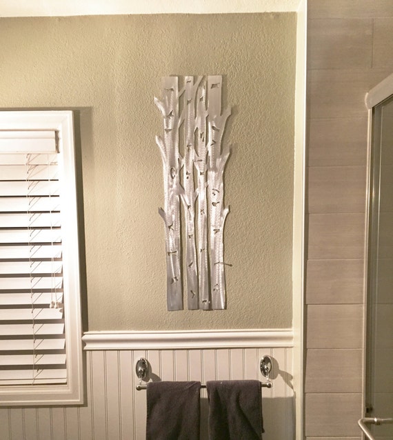Metal Wall Art Aspen Tree Home Decor Hand Cut Handmade Aluminum Artwork Kitchen Bathroom Bedroom Nursery Living Room Hall Door Hanging Gift