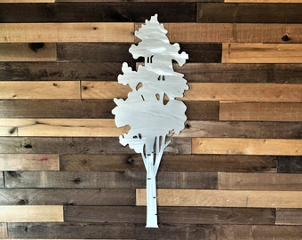 Aspen tree metal wall art in silver aluminum 3ft