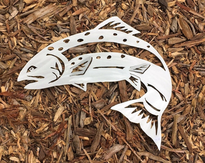 Aluminum Trout Artwork. Fly fishing Decor. Great Christmas gift for fisherman. Outdoor Art. River fishing