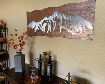 Metal Mountain Range Wall Art – Breckenridge Landscape Artwork – Double Layer Rustic Steel and Aluminum Mountains – Colorado Wall Decor