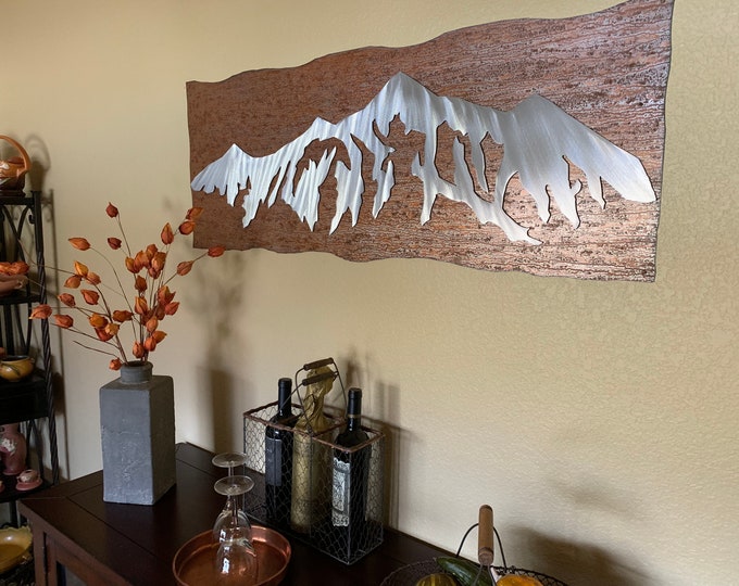 Metal Mountain Range Wall Art – Breckenridge Landscape Artwork – Double Layer Rustic Steel and Aluminum Mountains – Colorado Wall Decor